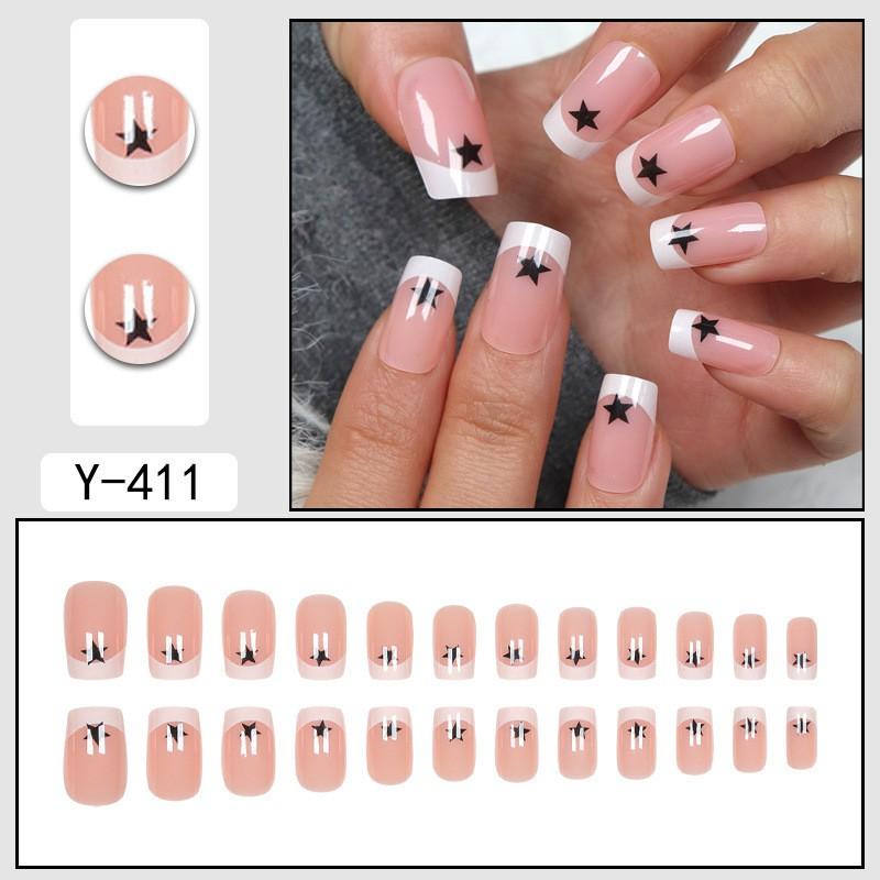 Short Press-On Nails Set With Floral Design Minimalist False Women Wearable Nail Tips In Multiple Colors