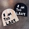 Am I Letter Too Lazy Embellishment Retro Streetwear Warm Wool Hat Couples Knit