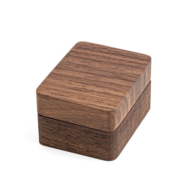 Elegant Solid Wood Jewelry Box: Three-Slot Wedding Ring & Earring Storage