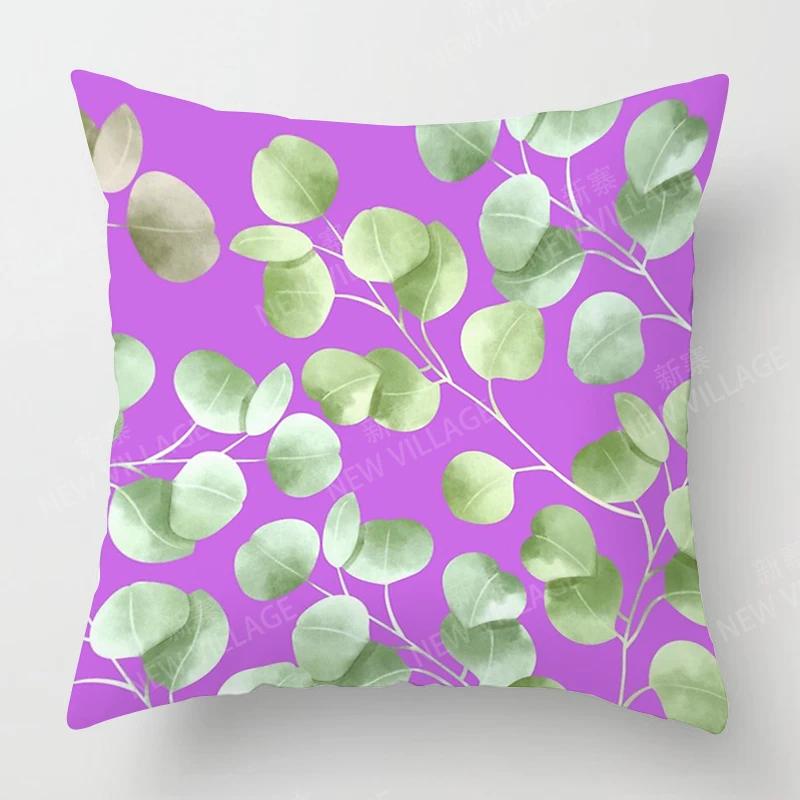 Nordic Fall Home Decor Autumn Throw Pillow Case Sofa Cushion Cover Modern 45X45Cm 45*45 50X50 60X60Cm 40*40Cm Leaf Plant Green