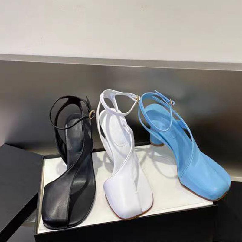 Fashion New Cross Strap Irregular Heel Roman Sandals European American runway style sexy side air split toe high heel women's shoes 43