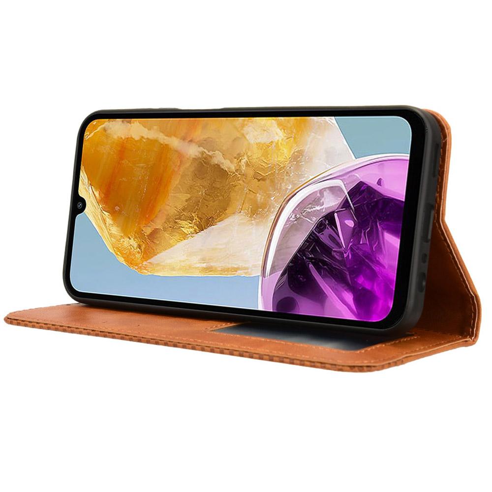 For Samsung Galaxy F15 5G/M15 5G Case Vintage PU Leather Folio Phone Cover with Cash/Card Slots