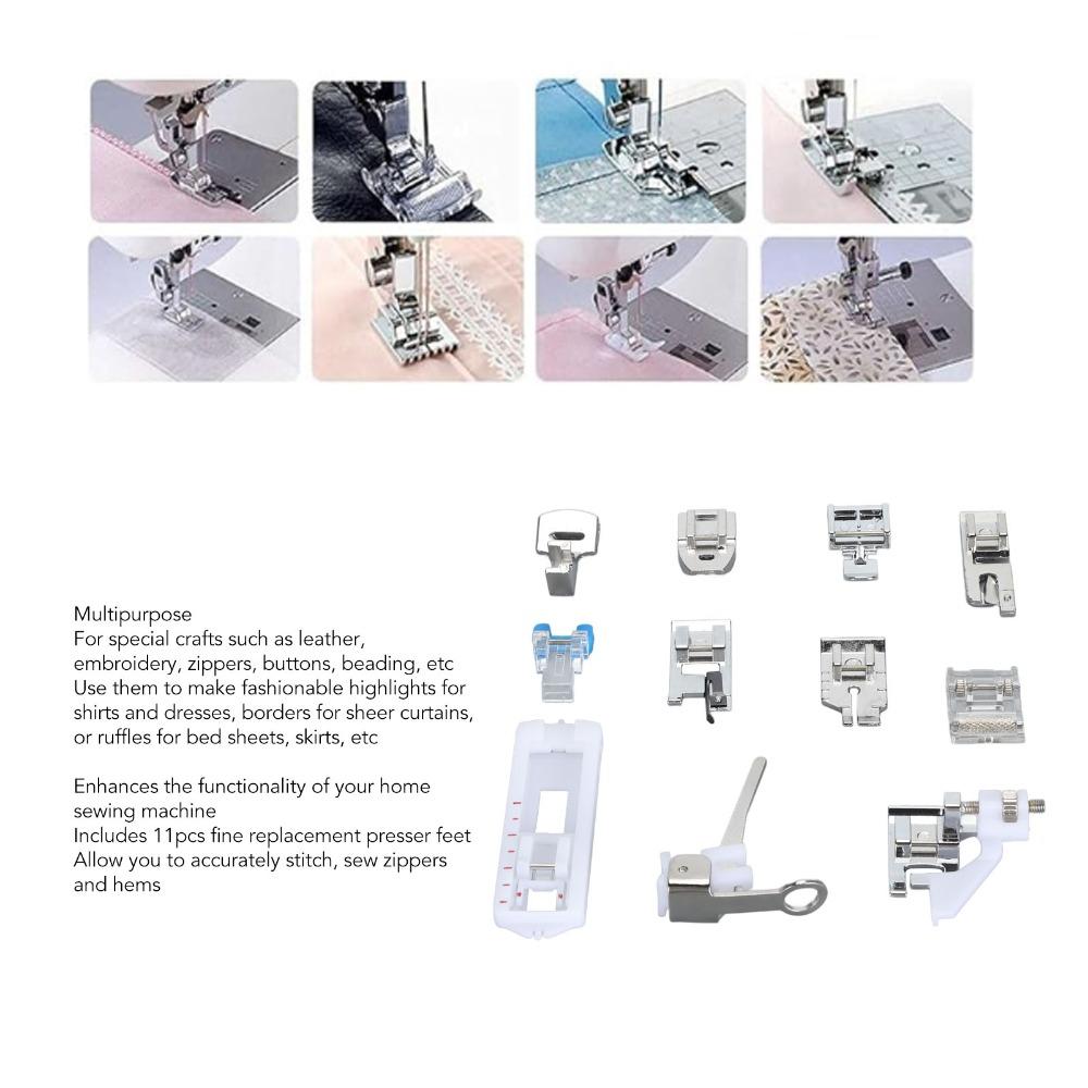11pcs MultiFunction Zipper Presser Feet Low Shank Type Replacement Presser Foot Home Sewing
