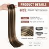 6PC Clip in Hair Extensions 24" Straight Long Extensions for Women Synthetic Hairpiece Highlight