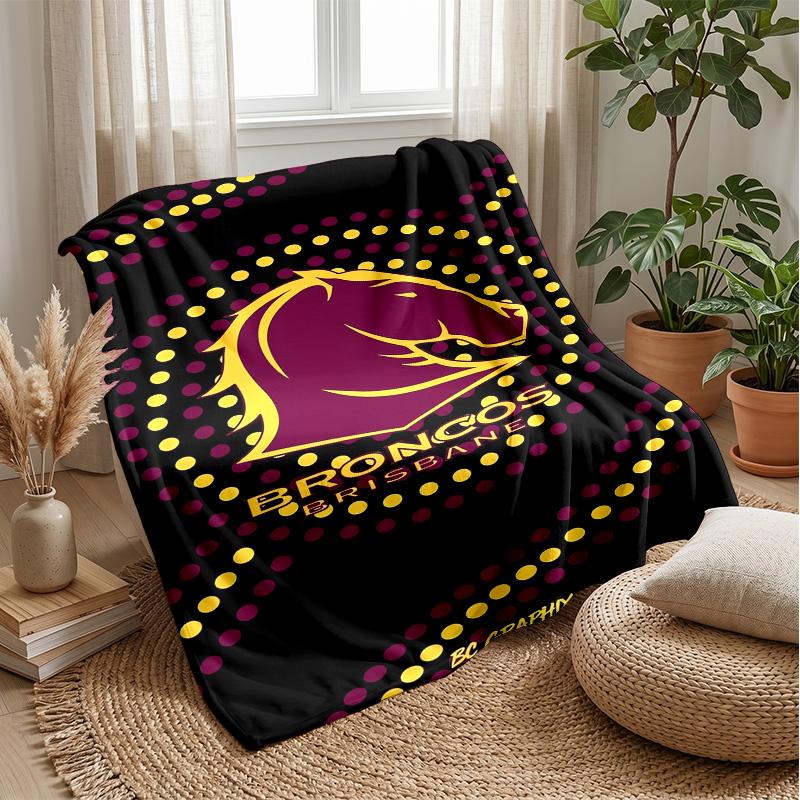 Coperta in Pile Flanella Brisbane Broncos Coperta Calda e Accogliente per Divano Letto Viaggio Uso Stagionale