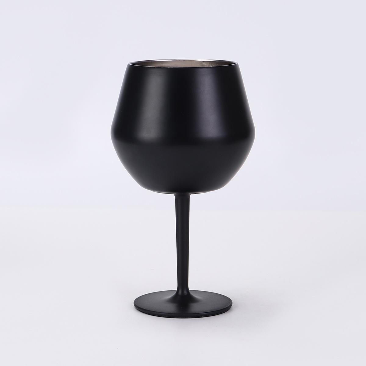 

304 Stainless Steel Cold Water Cup Removable Plastic Goblet Bar Premium Red Wine Glass 420ml чорний