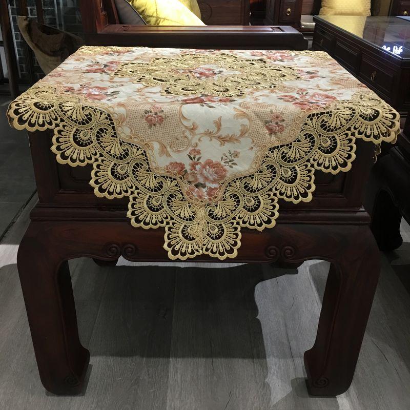 

Tablecloth Eight-Immortal Table Square Coffee Table Tablecloth Square Bedside Table Cover Cloth Dust Cloth Coffee Table Cloth Classy European Fabric HT-1658, Brown 60*60cm (center without Lace)