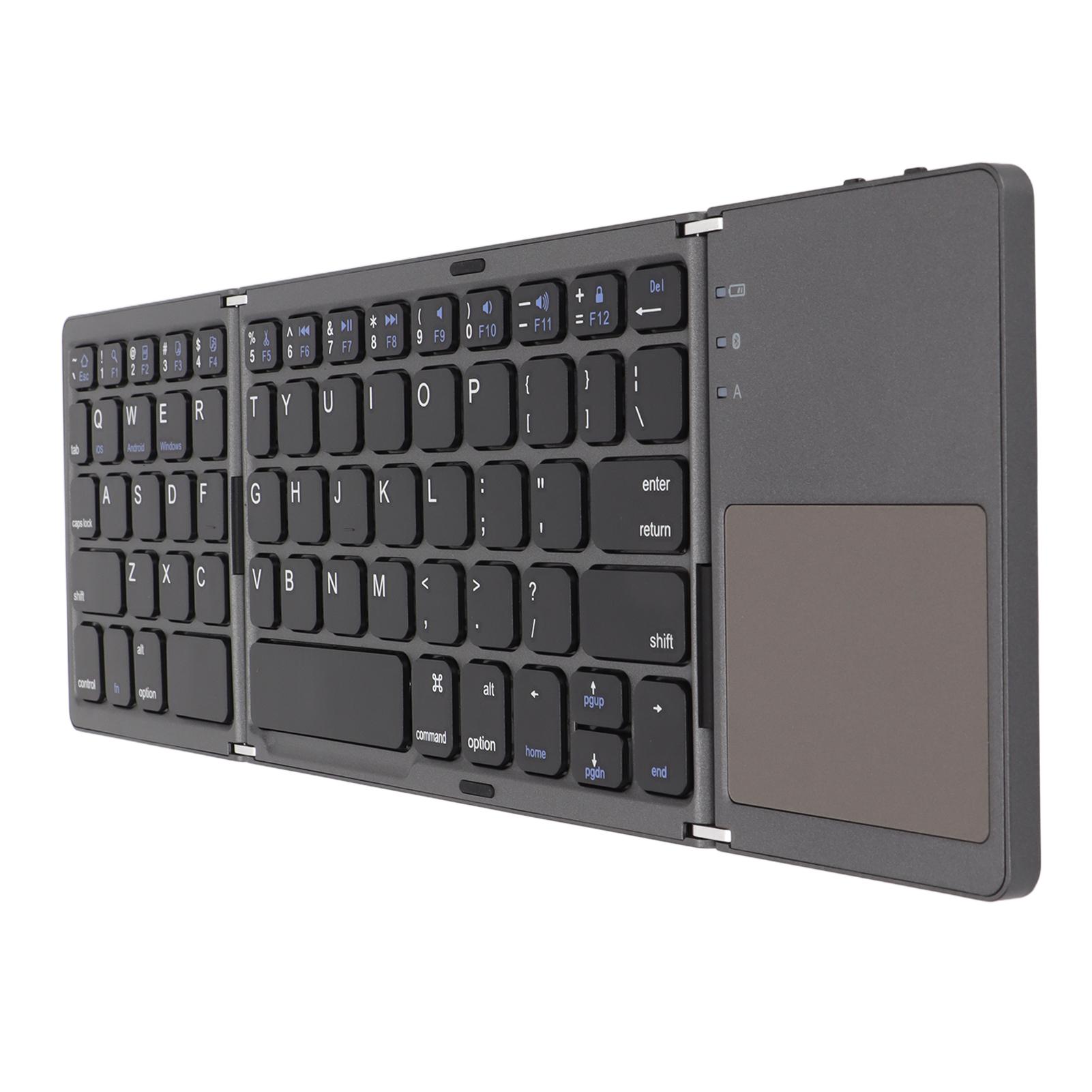 

3 Folding Keyboard with Touchpad 63 Keys 10m Connection USB Charging Wireless Keyboard for темно серый
