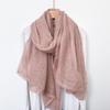 Spring New Lace Pleated Literary Yarn Thin Scarf, Women's Solid Color Cotton and Linen Silk Scarf, Neck Protection Scarf