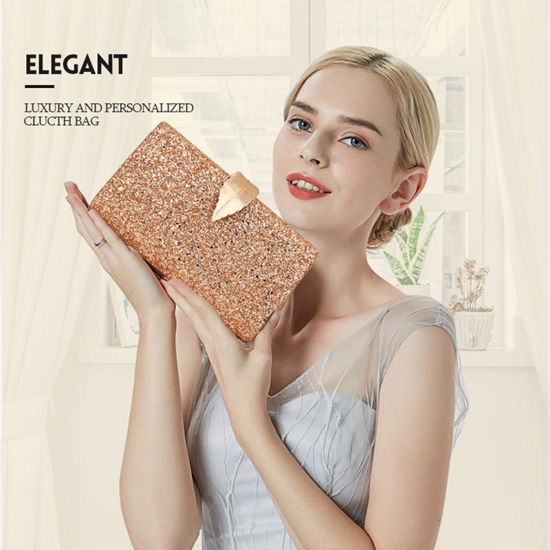 SCIOEN Ladies Clutch Pink Gold Wallet Crossbody Bag Women 2019 Metal Leaf Lock Women's Tote