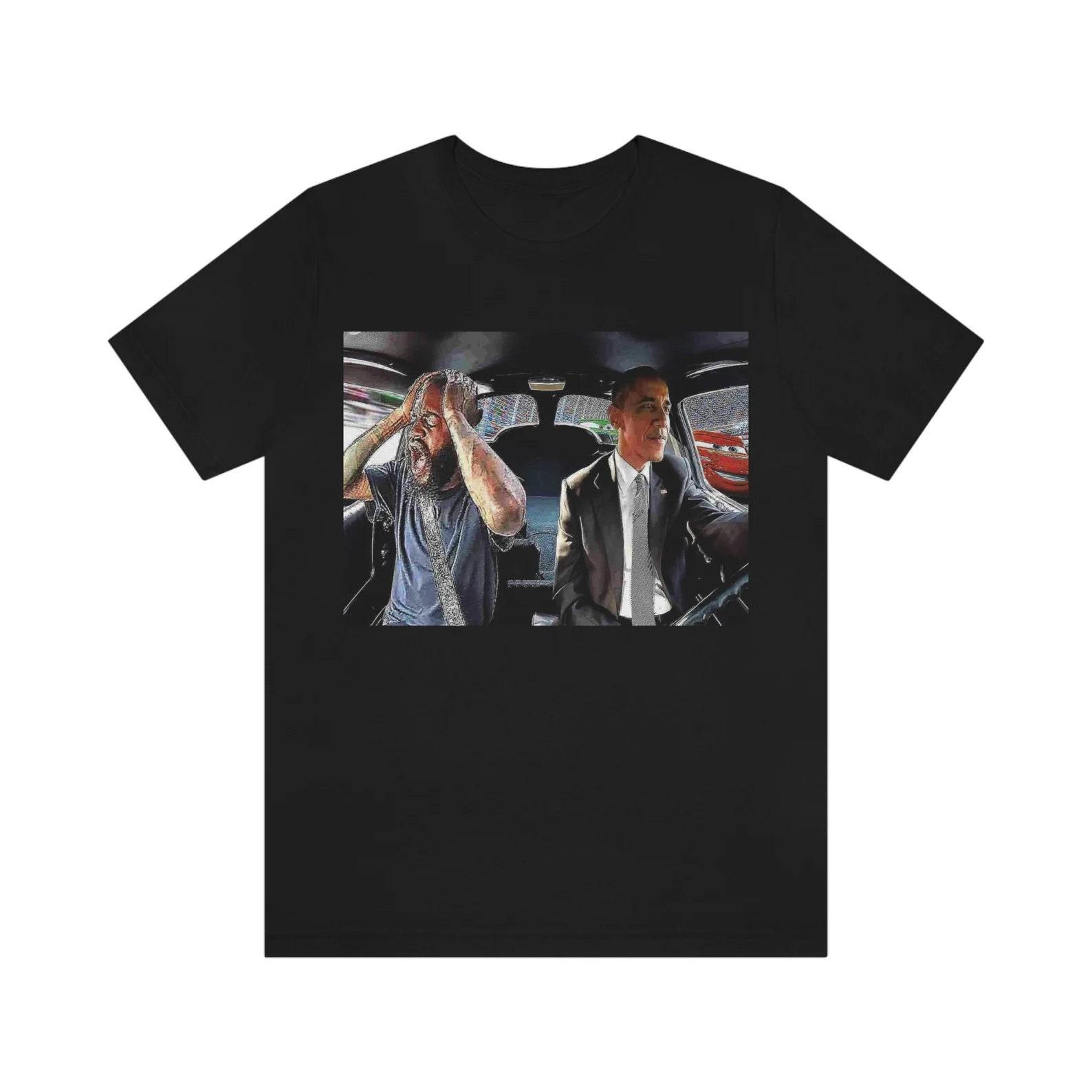 Obama Driving Alongside Lightning McQueen shirt M