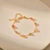 Women Fashion Simple Geometric Versatile Gold Plated Natural Gold Sandstone Beaded Bracelet