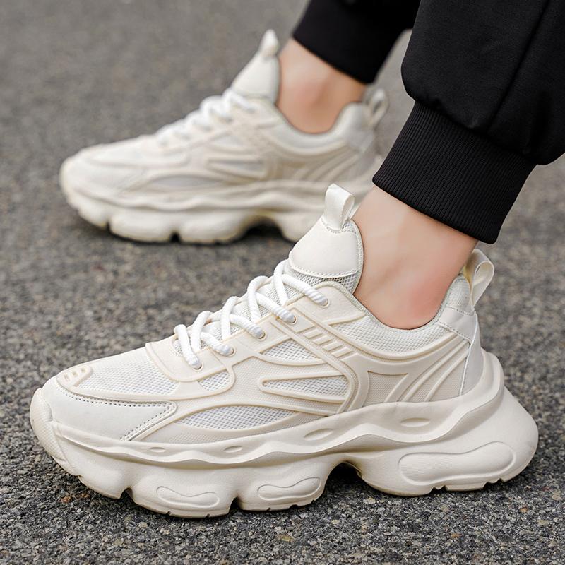 

Модная мужская обувь на толстой подошве, амортизирующая, спортивная, сетчатая, дышащая, для бега на открытом воздухе, удобная, на платформе, для бега трусцой, Zapatillas Hombre 39 белый