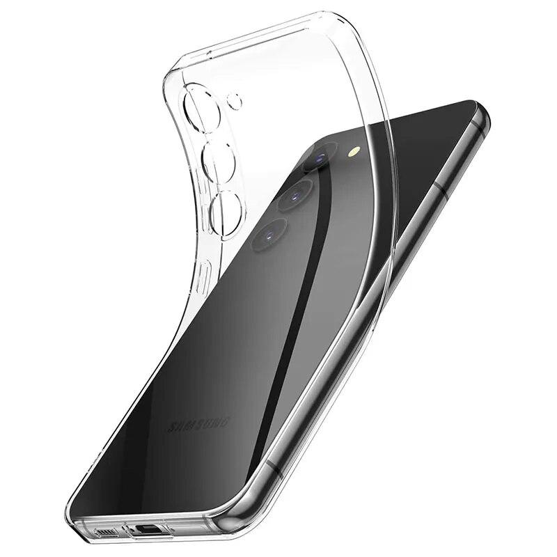 

Полная защита камеры, силиконовый мягкий чехол для Samsung Galaxy S23 S22 S21 Plus FE, прозрачный задний чехол, ультратонкая задняя крышка, чехол из ТПУ