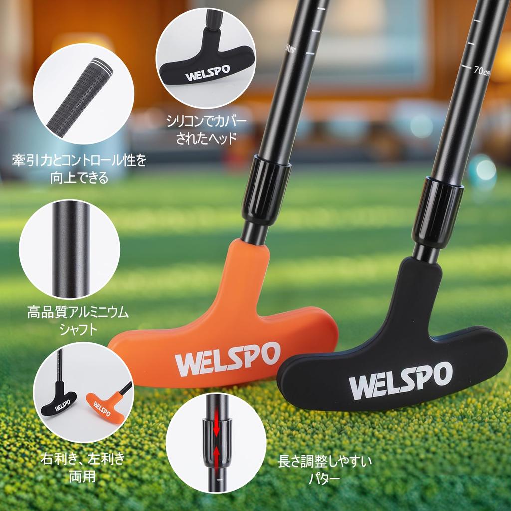 Unisex Bidirectional Golf Putter for Practice, Right-Handed and Left-Handed, Adjustable Length, for Kids and Adults (Includes 4 Golf Balls and a Cup