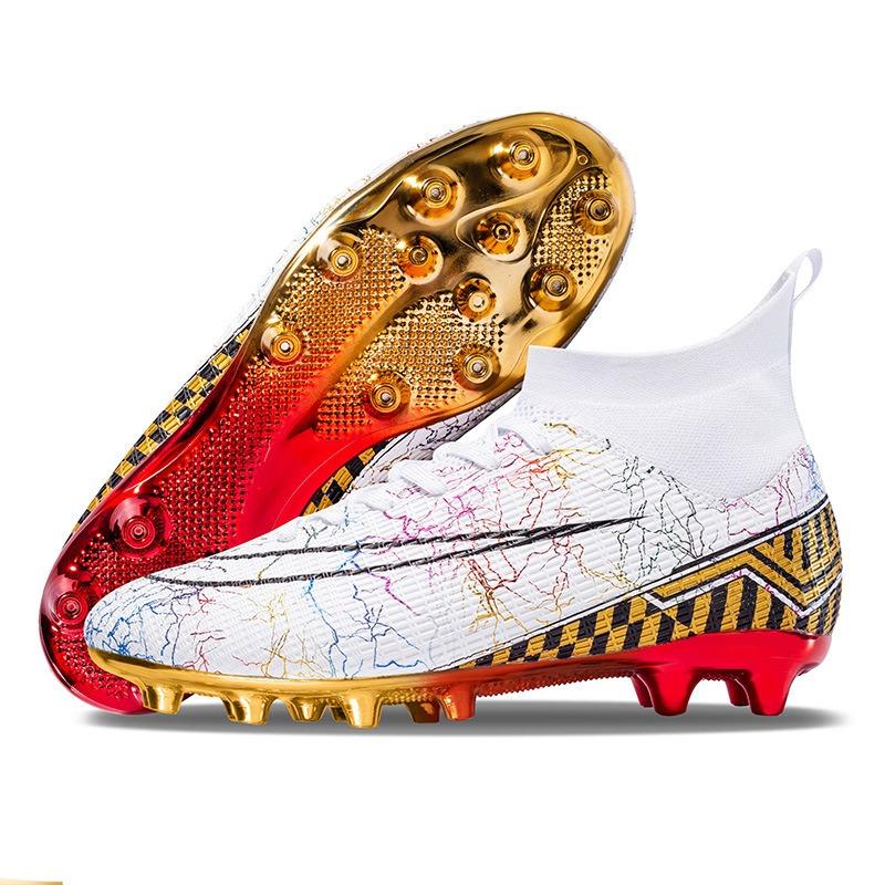 Neue High-Top-Fußballschuhe, galvanisierte Trainingsschuhe mit goldbesohlenen Sohlen, Sportschuhe für Mittelschüler auf Kunstrasen, lange Fingernägel, Herren