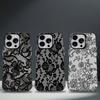Funda de Teléfono con Estampado de Encaje Para iPhone 17,16,15,14,13,12,11,Pro,Max,Plus,E,Air,Mini Cubierta Negra de TPU