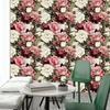 Vintage Floral Peel and Stick Wallpaper Pink Flower Removable Contact Paper Boho Self Adhesive Wall Paper for Bedroom Bathroom