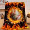 1PC Flaming Football Artwork Flannel Blanket Gift, Suitable for Both Men And Women, Soft Ideal for Beds And Sofa, Birthday Or Christmas Gift