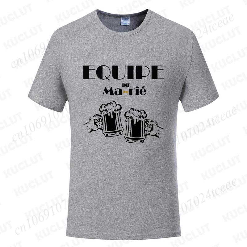 French Beer Graphic Wedding Tops Evg Team Future Groom Man Short Sleeve Tees Boyfriend Single Farewell Bachelor Party Tshirt