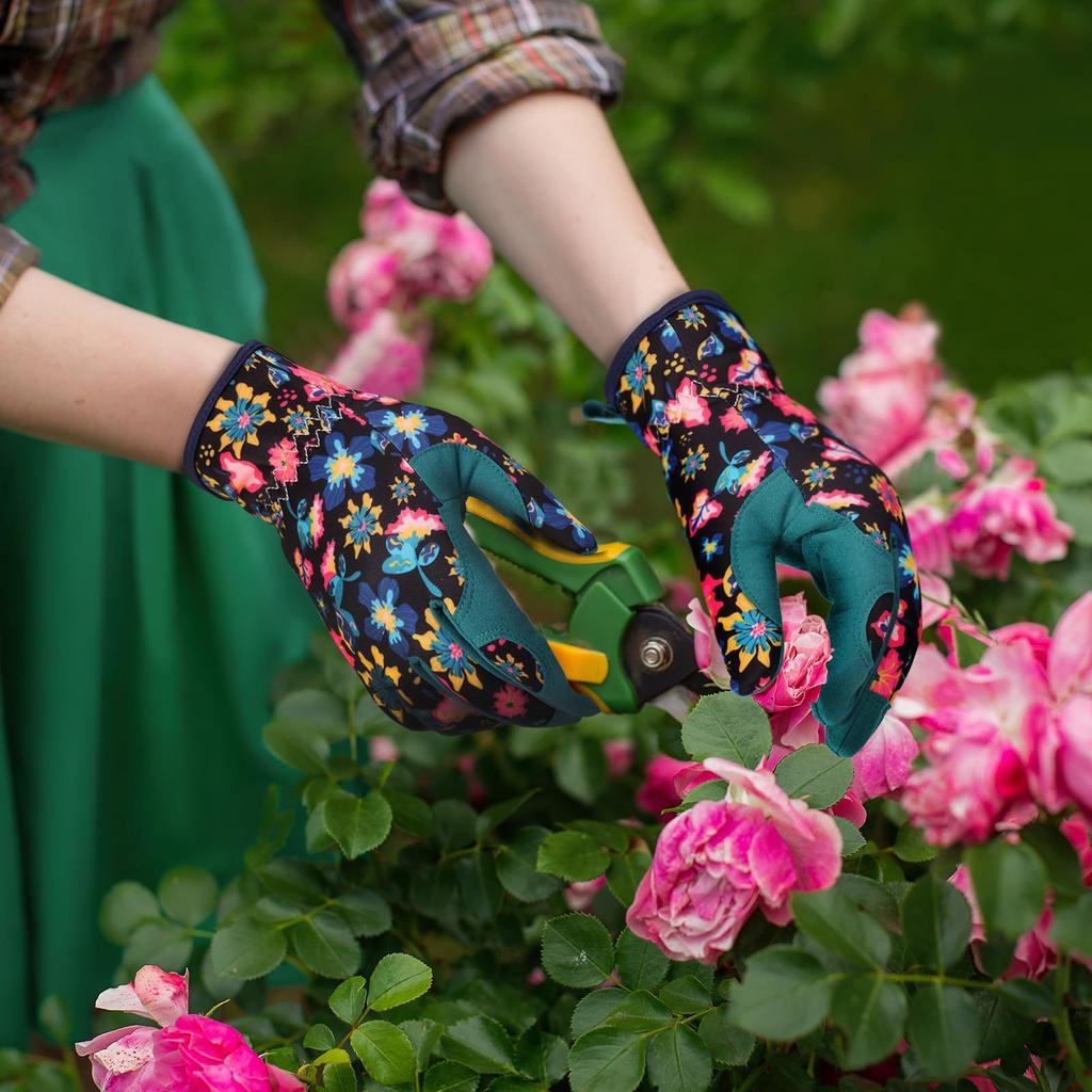Gardening Gloves for Women Weeding Digging Planting Raking Thorn Proof No Stab for Working Outdoor Protective Leather Gloves