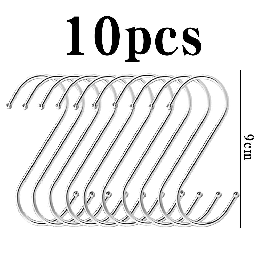 10 Stück S-Haken Edelstahl Kleidung Taschen Handtücher Hängeregal Multifunktions Küche Schlafzimmer S-Haken Heimaufbewahrung Organiza
