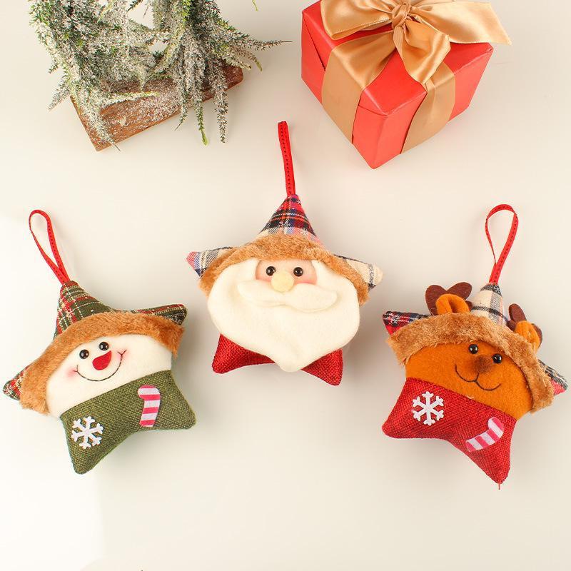 Christmas Santa Claus Elk Doll Christmas Tree Creative Decorations Pentagram Pendant Plush Toys