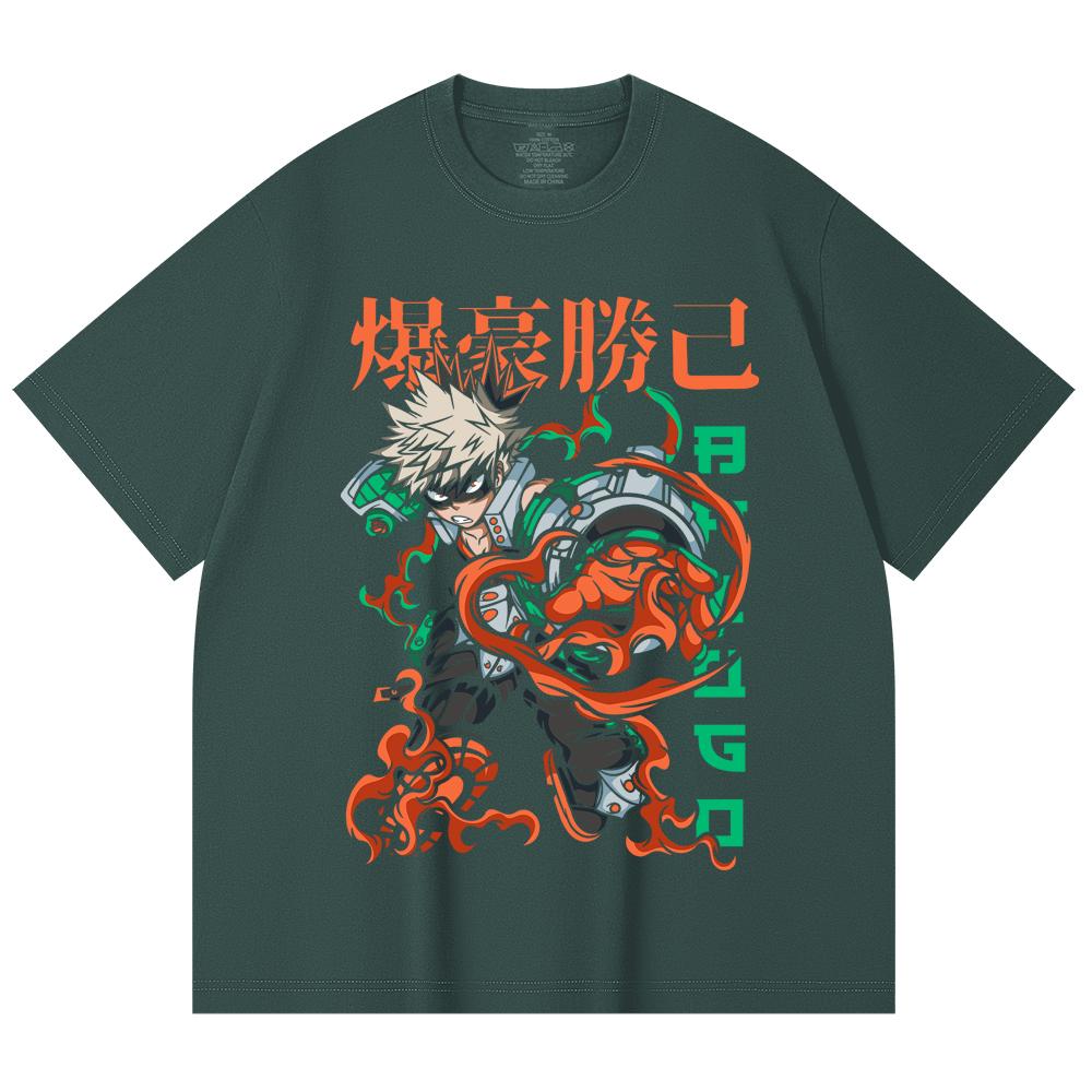 230 Gsm 100% Cotton My Hero Academia V14 Bakugo Print Unisex Heavy Cotton T Shirt