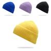 Thickstripe Knitted Solidcolor Hat Black Unisex Warm Winter Overthehead