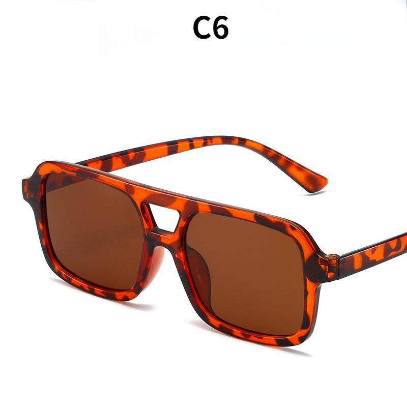 Women's sunglasses, men's and women's fashion square large-frame double-beam sunglasses