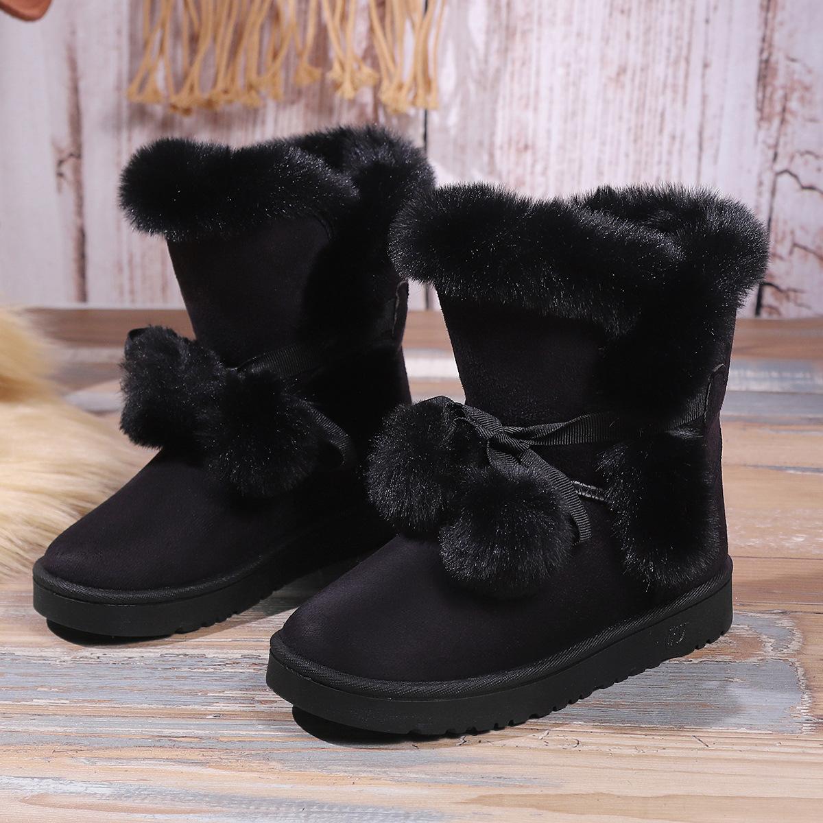 

Женские теплые удобные нескользящие женские ботинки без каблука 35 чёрный