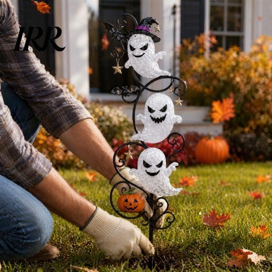 Halloween Hof Landschaftsbeleuchtung Geist Gartenstecker LED-Licht, Wasserdichte Bodenleuchtende Hof Kunstlampe, für Außen Rasen Weg Dekoration Feiertag