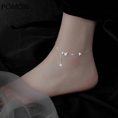 925 Sterling Silver Butterfly Anklet For Women Delicate Zircon Tassel Anklet Bracelet Summer Jewelry  New