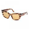 Sunglasses Cat Eye Full Rim  Shiny Bordeaux Frame And Brown Lens Ft119069e Brown