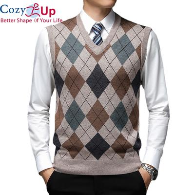Pullover Diamond Sweater V Neck Knit Vest Men Wool Sleeveless Casual Men Knitted Vest Large Sizes