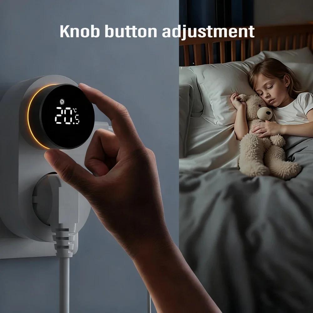Drehknopf Temperaturregler Timer Steckdose EU Thermostat mit Temperatursensor Digitaler Thermostat Schalter Heiz- Kühlregelung