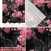 2pcs Cherry Blossom Curtains Pink Flowers with Detailed Stamens on Dark Marble Background for Elegant Bedroom Decor