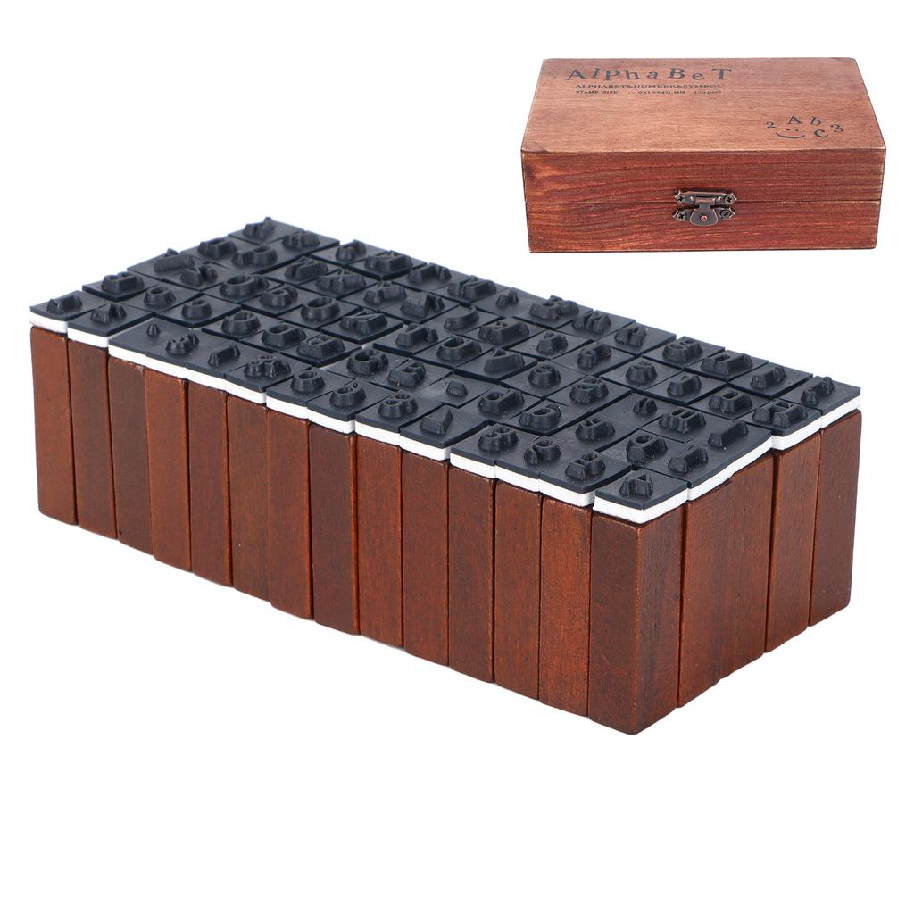 70Pcs Set Stamps Kit Vintage Wood Alphabet Letter Number Stampers for DIY Scrapbook
