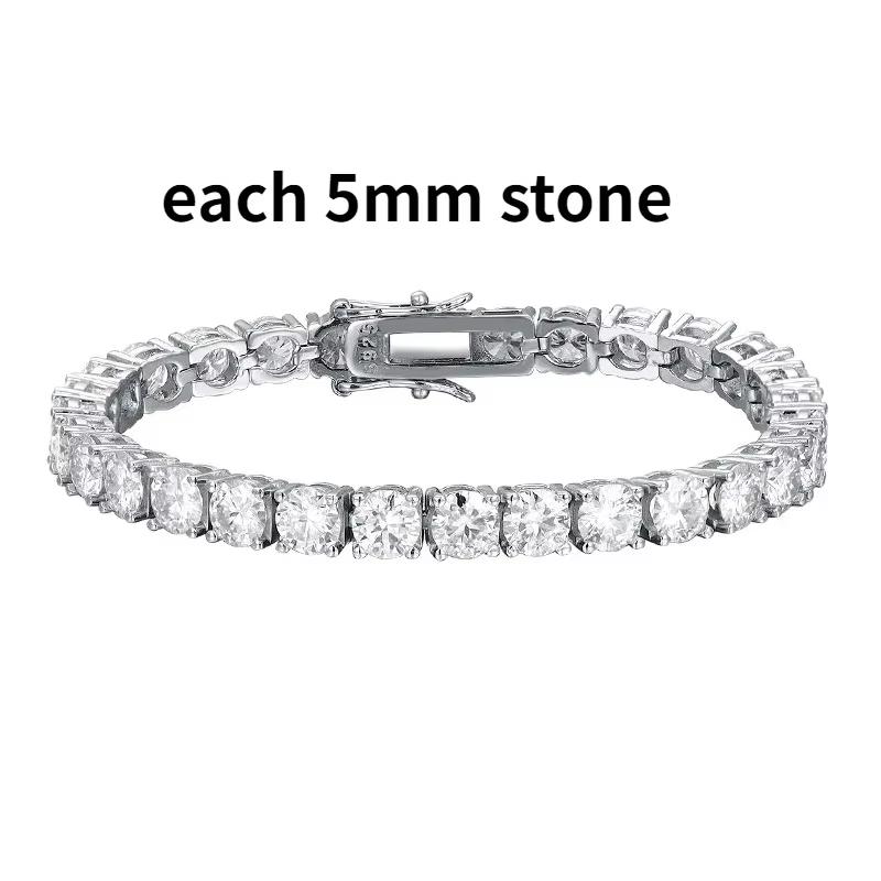 Smyoue 2-6.5mm Real Moissanite Tennis Bracelet for Women Christmas Gift Platinum Plated 100% 925 Silver Wedding Jewelry
