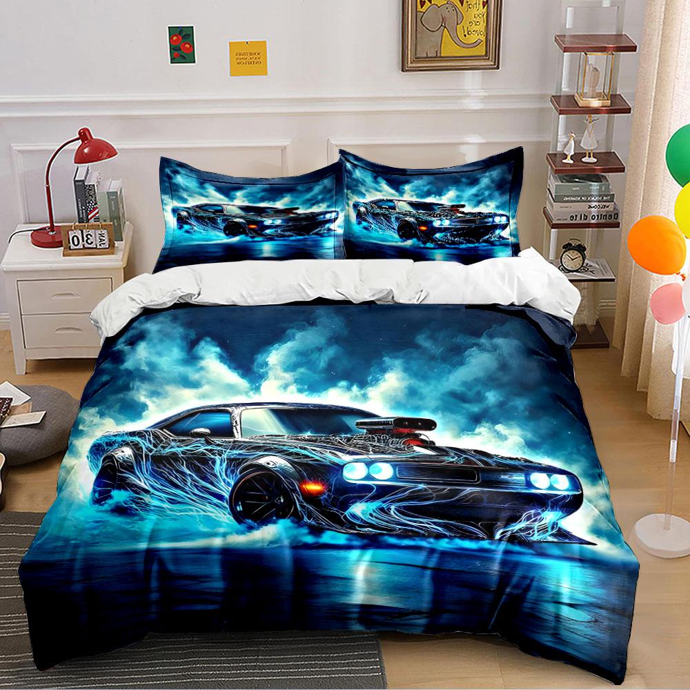 "Glowing Electric Muscle Car" Bedding Duvet Cover Set (1*Duvet Cover 2*Pillowcases, without duvet insert)