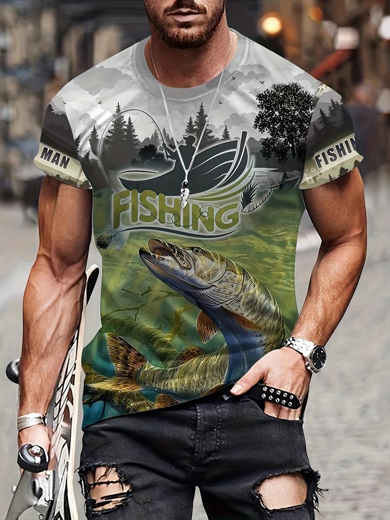 Fashion 3D Carp Fishing Men T-Shirt Fashion O-Neck Short-Sleeve Oversized T-Shirt Funny Tee Summer Streetwear Men Clothing Tops