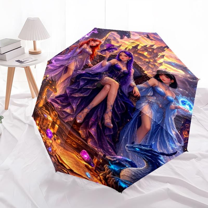 Printed Demon HunterPrinted Folding Umbrella,Outdoor,Leisure,And Travel Umbrella,Durable Umbrella Fabric,Birthday And Holiday Gift