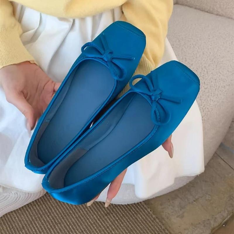 Fashion 2025 New Spring Square Toe Women Flats Shallow Slip on Ladies Casual Ballet Shoes Soft Sole Eelgant Comfortable Dress Shoes