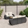 Vidaxl 6-Cz. Gartenmöbel-Set mit Kissen, Schwarzer Polyrattan