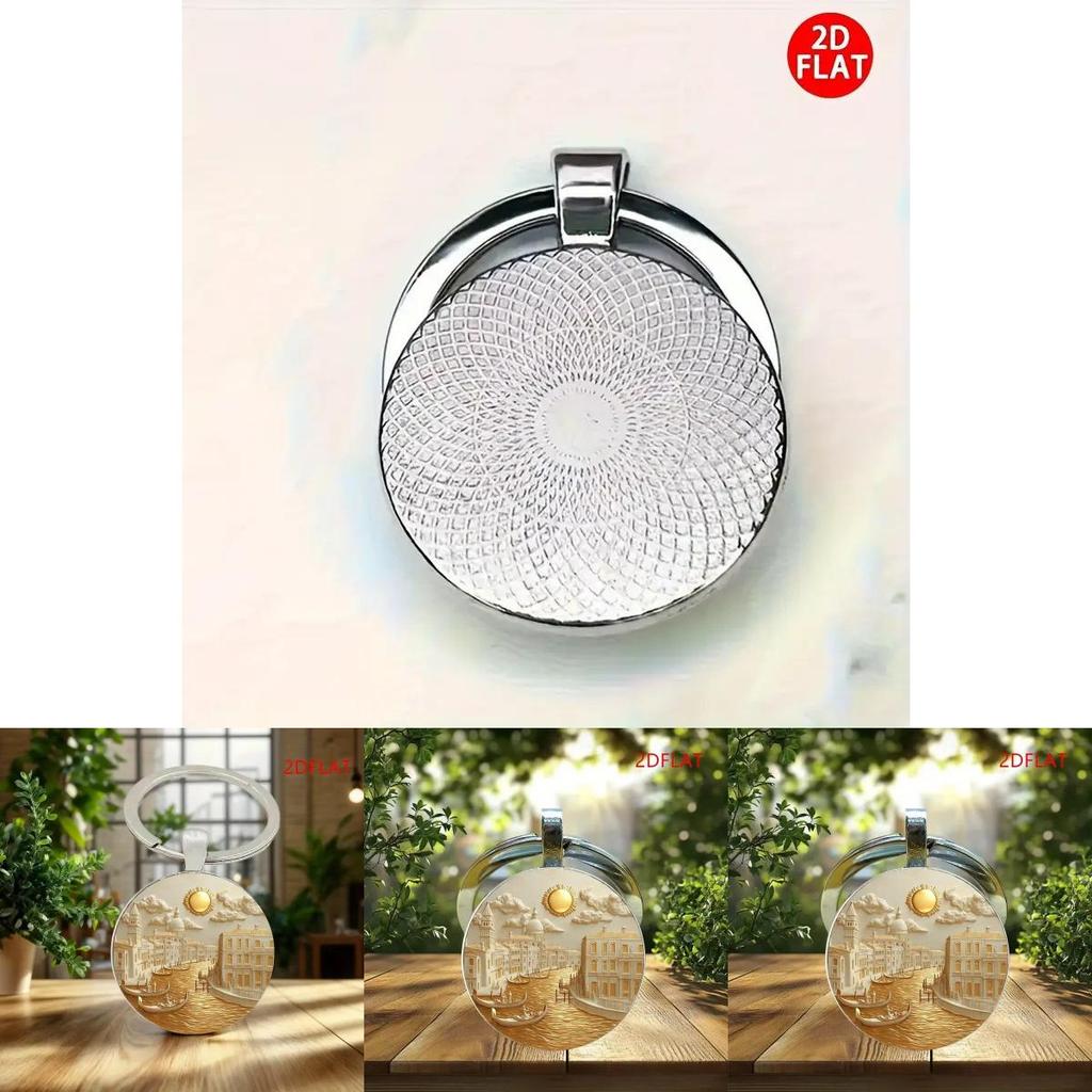 Anhänger Schlüsselanhänger aus Glas im Wasserkraftwerk-Thema mit Zinklegierungskonstruktion für Sammlergeschenk