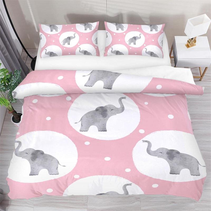 Boys Cartoon Elephant Duvet Cover Lovely Animal Theme Bedding Set Full For Girls Boys Kawaii Room Decor Microfiber Quilt Cover