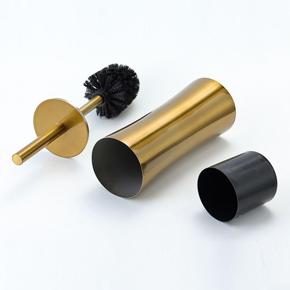 Gold Stainless Steel Toilet Brush Set with Holder Bathroom Cleaning Kit