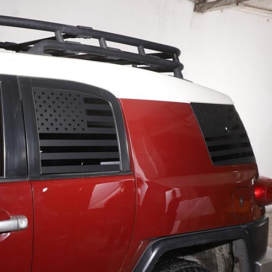 Black US Flag Rear Window Glass Sticker Decal Cover For Toyota FJ Cruiser 07-21