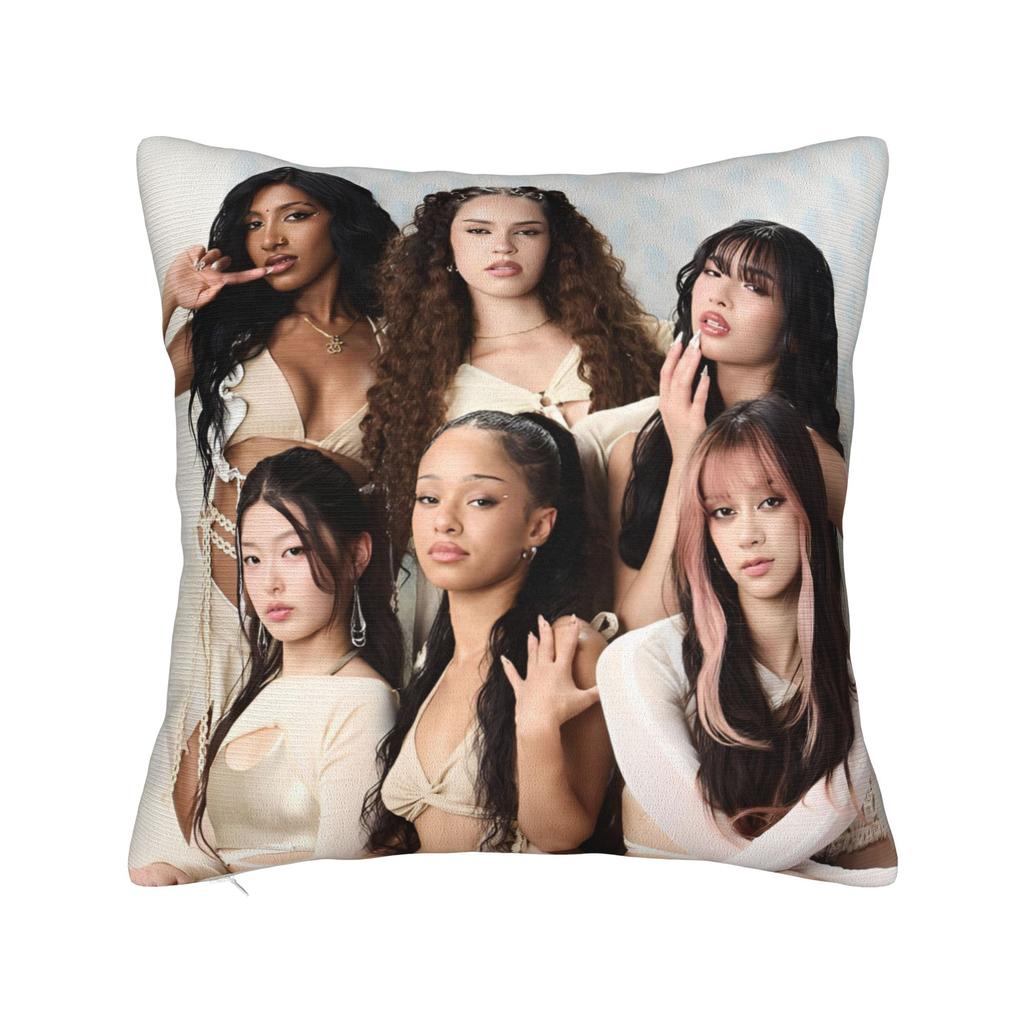 Katseye Kpop Stil Quadratische Kissenhülle Polyester Überwurf Kissen Koreanischer Stil Neuheit Kissenbezüge