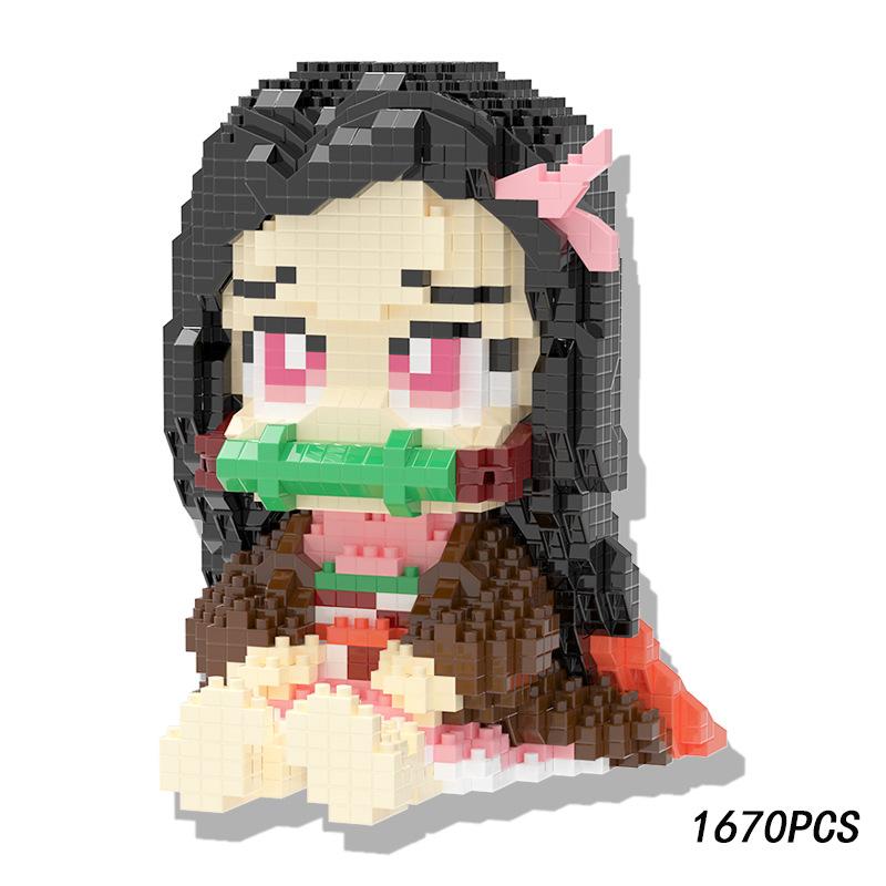 Demon Slayer Anime Blocks Kamado Tanjirou Nezuko Agatsuma Zenitsu Rengoku Kyoujurou Figures Model Knife Blocks Toys